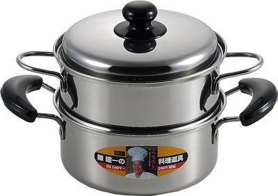 Chen Kenichi Steamer, 18cm, Induction and Gas Compatible, Two-Tier, Stainless Steel, Chen Kenichi Authorized Brand, with Lid, CK-071