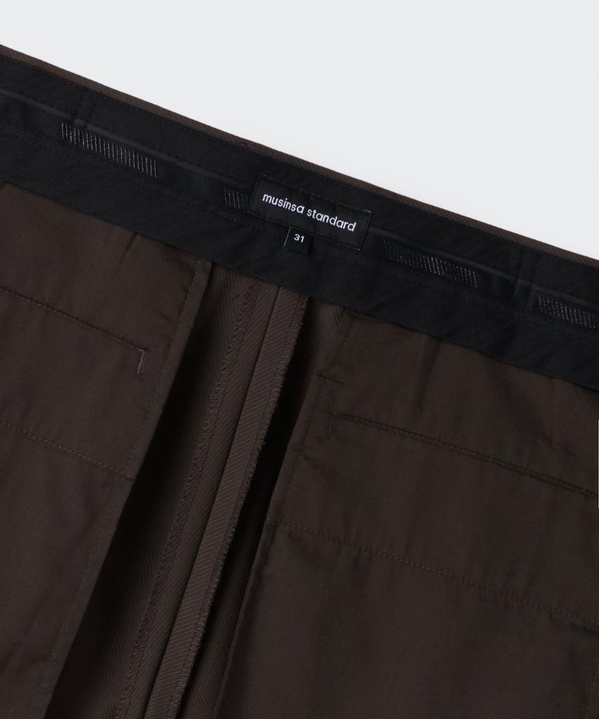 MUSINSA STANDARD Whipcord Straight Hidden Banding Slacks [Dark Brown]