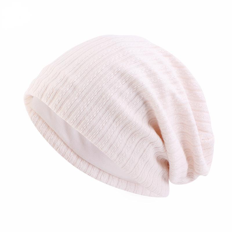 Spring Autumn And Early Winter Cotton Solid Color Wheat Spike Pattern  Double Layer Skullies &Beanies