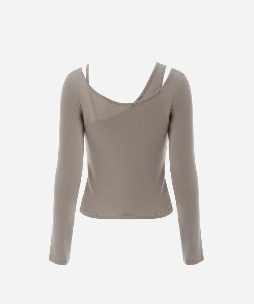 REEMNIK Slim Cut-Out Long Sleeve T-Shirt [Beige]