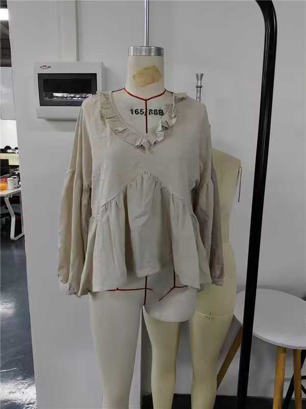 Women S Sweet Ruffled V Neck Puff Sleeve Loose Blouse For Spring Summer S