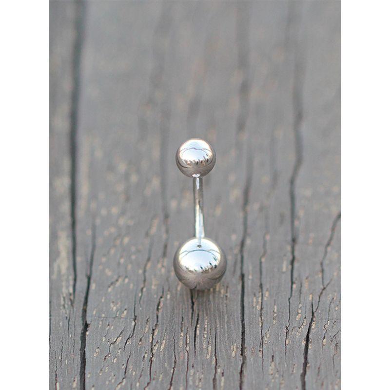 

925 Sterling Silver Full Silver Navel Piercing Jewelry Belly Button Ring Navel Stud Hypoallergenic Basic Style European and American Fine Needle 1.2 Rod Length 6mm