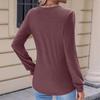 Women's Fashion Casual Solid Color Pleated Comfortable Round Neck Loose Long Sleeve T-shirt Top