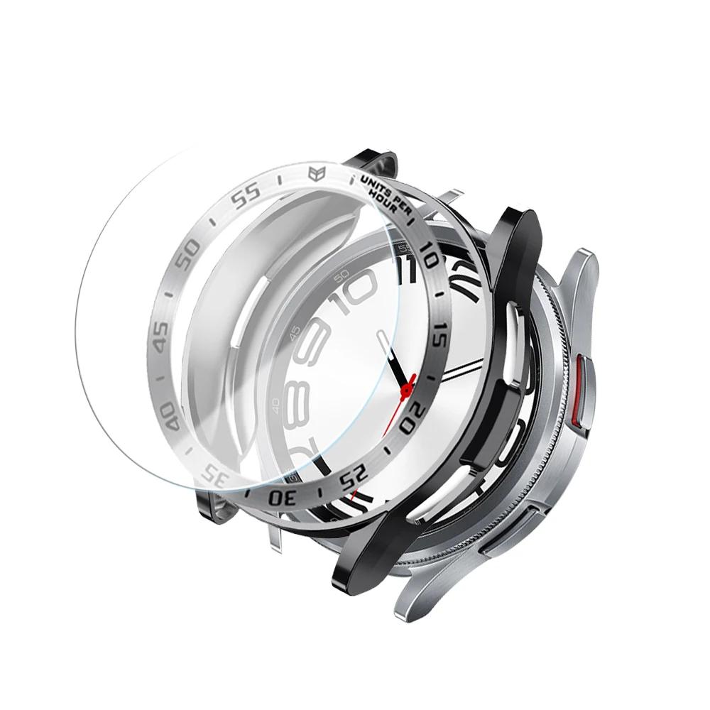 Tempered Glass+Bezel+Case for Samsung Watch 6 Classic 43mm 47mm Cover TPU Bumper All-Around Protector Clear Scratch Screen Shell