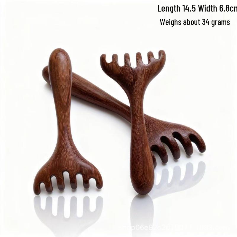 Sandalwood Six-Claw Antler Comb for Meridians and Scalp Acupoint Therapy