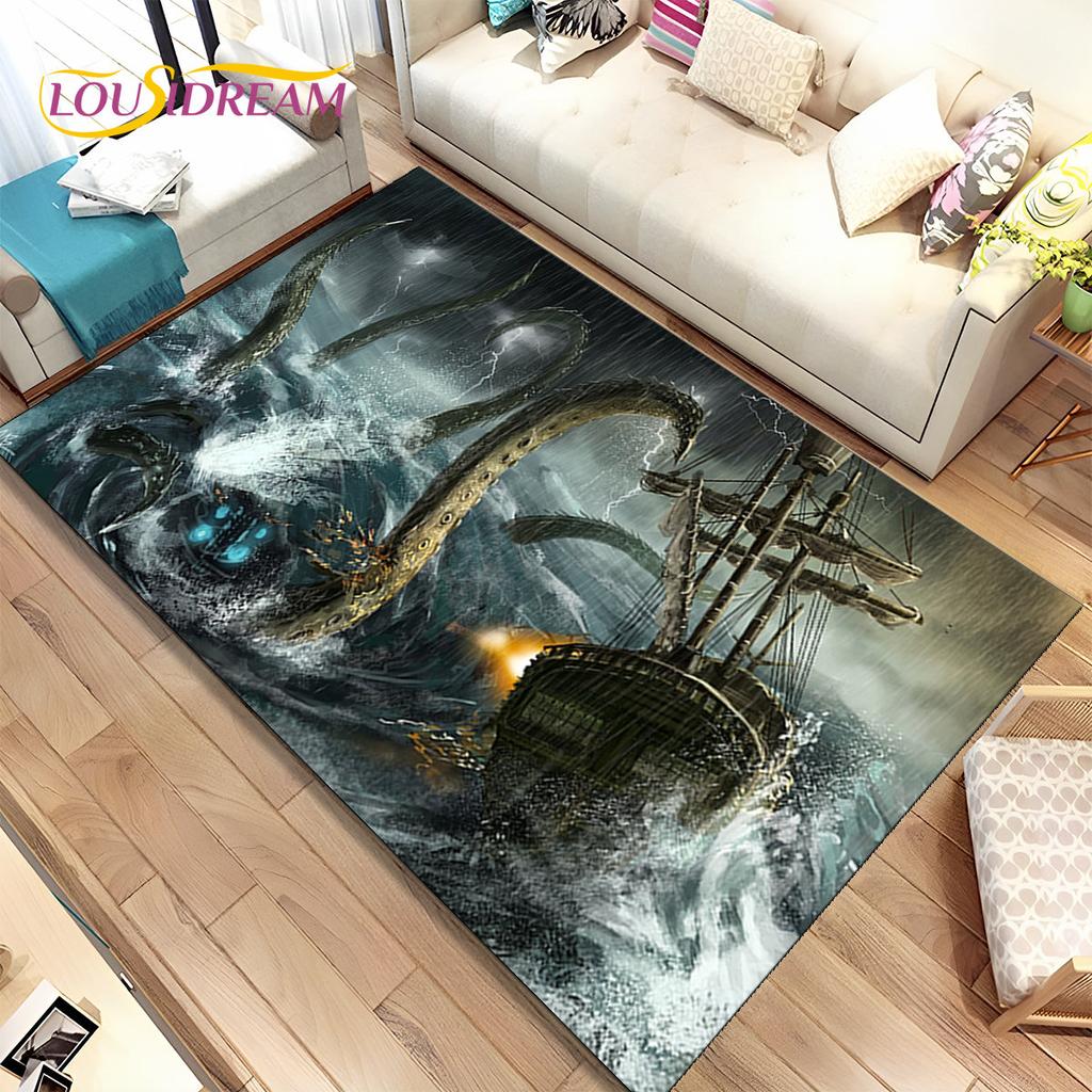 Un bateau pirate, une barque, un bateau, un tapis pour la maison, le salon, la chambre à coucher, un canapé, un paillasson, un tapis de sol antidérapant