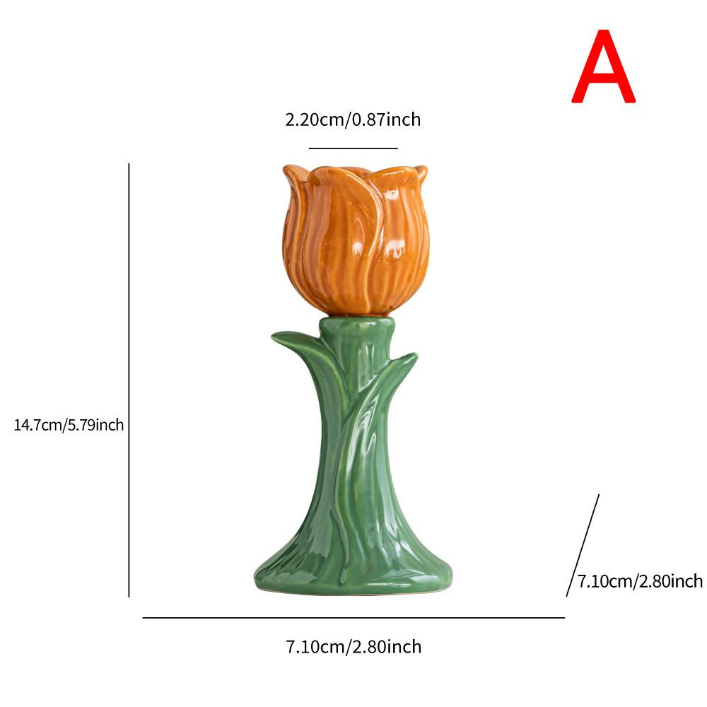 Keramik-Tulpen-Kerzenständer Simulierte Blumen-Kerzenständer Kerzenhalter Dreidimensionaler Tulpen-Kerzenständer Halter Wohnkultur