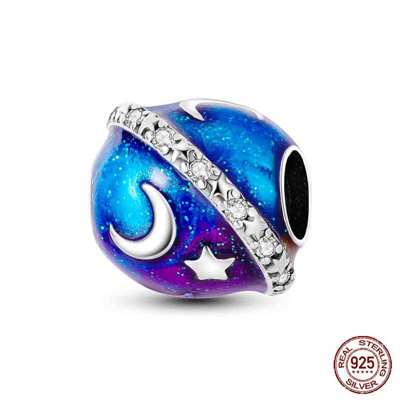 Fashion Copper Sparkling Zircon Star Moon Series Charms Beads Fit Qikaola Original Bracelets Diy Birthday Jewelry