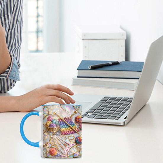 325/450ML Ferramentas de Tricô Costura Caneca de Café com Alça Cerâmica Resistente ao Calor Grande Capacidade Xícara para Beber Chá Leite Água Presente para Amante de Costura