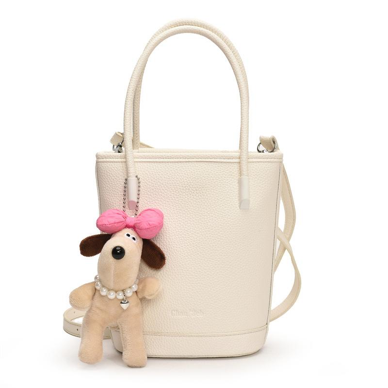 This year's popular niche simple dopamine lychee pattern portable bucket bag women's versatile casual messenger mobile phone bag