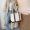 Einfache Canvas-Tasche Damen-Handtasche Reißverschluss Umhängetasche 2026 Mode Gestreifter Träger Große Kapazität Damen Quadratische Tote Einkaufstasche