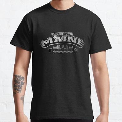Plus Size S-3XL Maine The Pine Tree State Printed T-shirt Men's Tops Fashion Clothes Tees