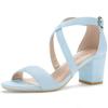 Allegra K Women's Open-Toe Sandals with Mid-Heel Lace-Up Ankle Strap, Blue, Size 23.0 Cm