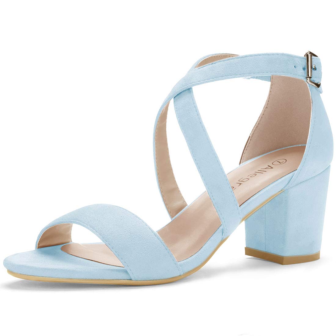 

Allegra K Women s Open-Toe Sandals with Mid-Heel Lace-Up Ankle Strap, Blue, Size 23.0 cm