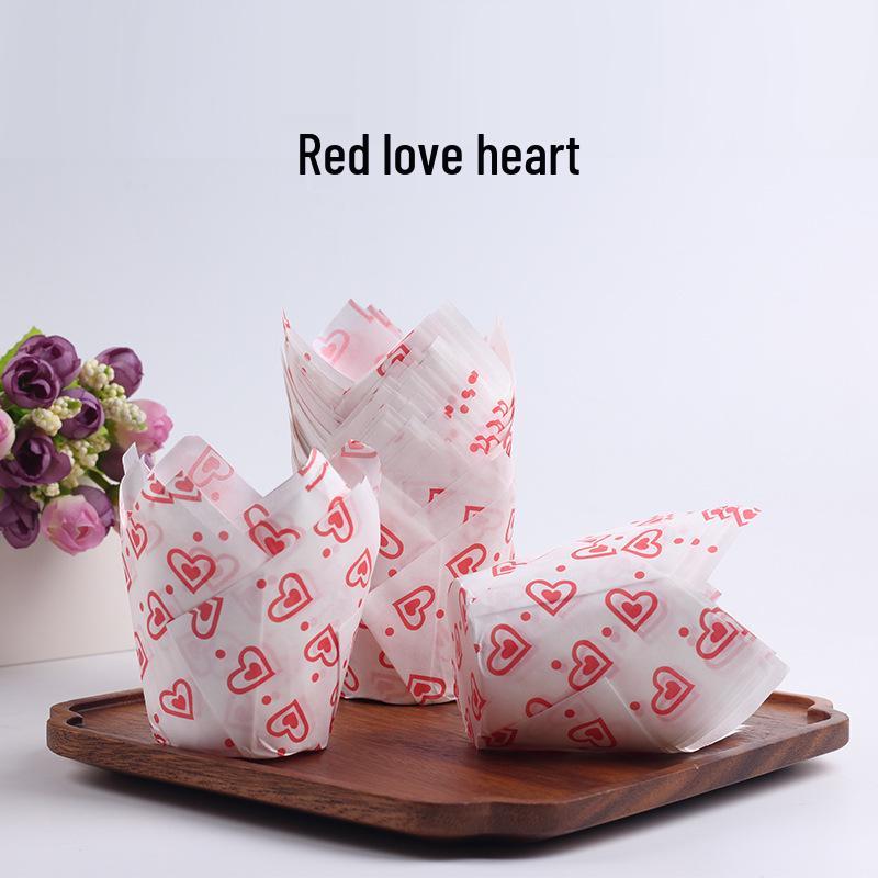 Mehrfarbige Flammen Hochtemperatur Ölfest Tulpenförmige Cupcake-Förmchen