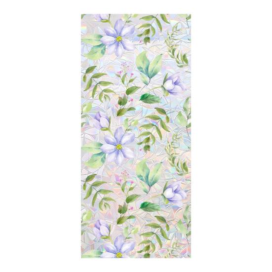 4 Sheets Rainbow Floral Window Privacy Film Stained Glass Decorative Decals Sun Blocking Heat Control Static Glass Clings for Bedroom Living Room