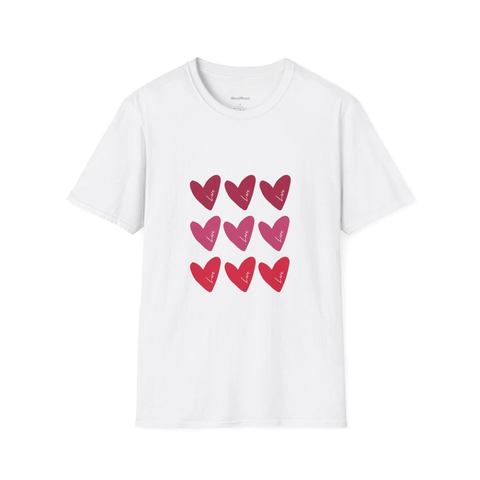 Love Hearts Valentine s Day T-Shirt, Unisex Shirt, Softstyle Tee, Gift for Him 3XL