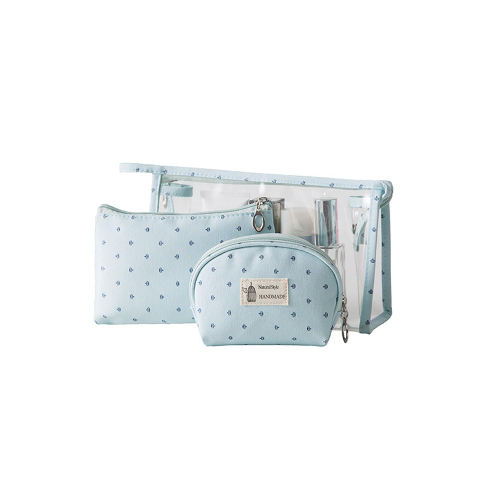 

Three Piece Makeup Bag Travel Portable Cosmetics Storage Bag Home Storage Bag Cosmetic Bag синій