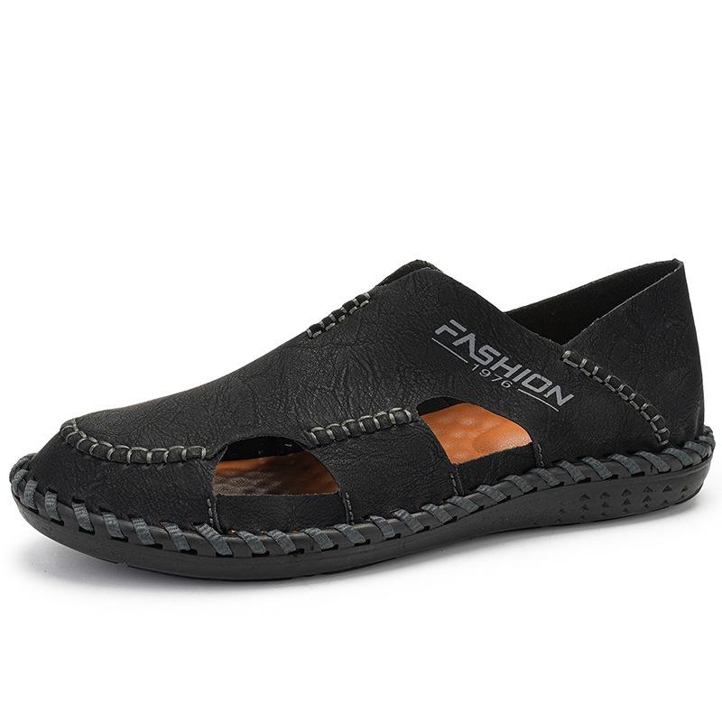 

2025 beach shoes new men s summer sandals breathable casual foot-fitting men s shoes large size foot-fitting lazy shoes 46 чёрный