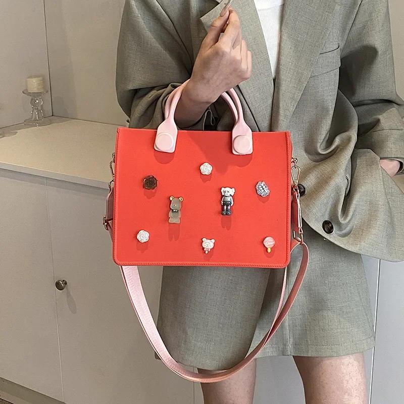Leather women's bag monochromatic zipper women's shoulder bag beach bag waterproof bags new fashion