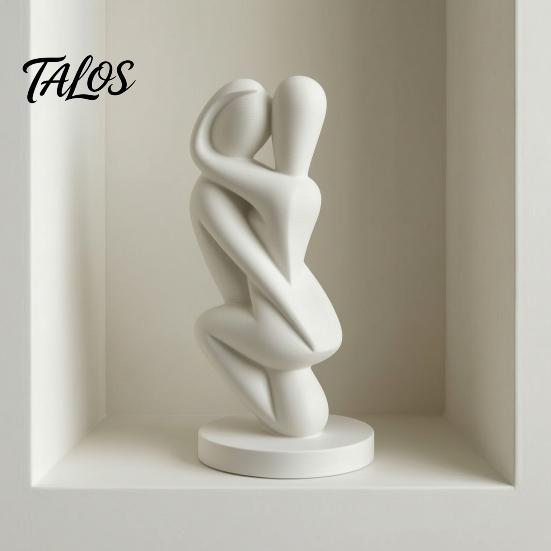 Easy Care Sculpture 3D Printed Hugging Couple Sculpture, Abstract Embrace Figurine with Smooth Curves, Minimalist Statue Embracing Design Stable Base,
