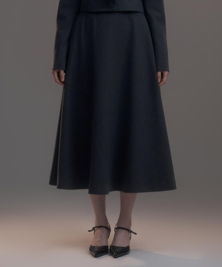 Mausolleum Long Flare Skirt - Gray