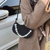 Niche design 2025 new sweet wind love pearl matte handbag solid color versatile shoulder messenger women's bag
