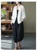Women's Dopamine Retro Zen Style Elastic Waist Cotton Linen Cropped Harem Pants for Spring Summer