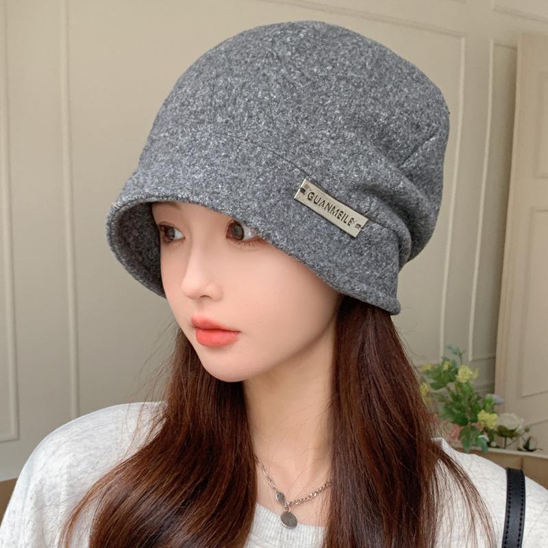 

Осень новая шляпа женская металлическая стандартная шляпа-стопка зимняя однотонная универсальная тонкая лысая шляпа Average size