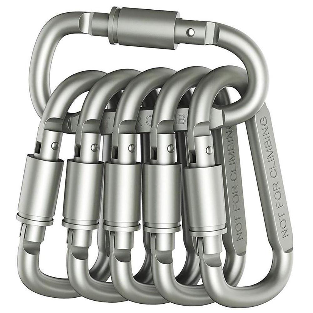 6pcs 8cm D Type Carabiner Keychain Clip Heavy Duty Aluminum Alloy Locking Carabiner For Camping Hiking 6PCS#1