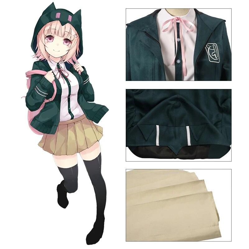 Uniforme De Lycéens Anime Recruté Anronpa Nanami ChiaKi Cosplay Costume, Veste À Manches Longues, Jupe Courte, Jupe Loli