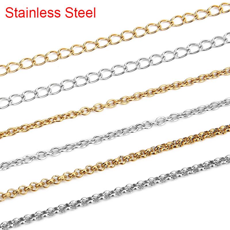 2 5 meters PVD Never Fade Stainless Steel Link Chains Bulk Extension Chains Necklace Lot for Bracelet Supplies Jewelry Making