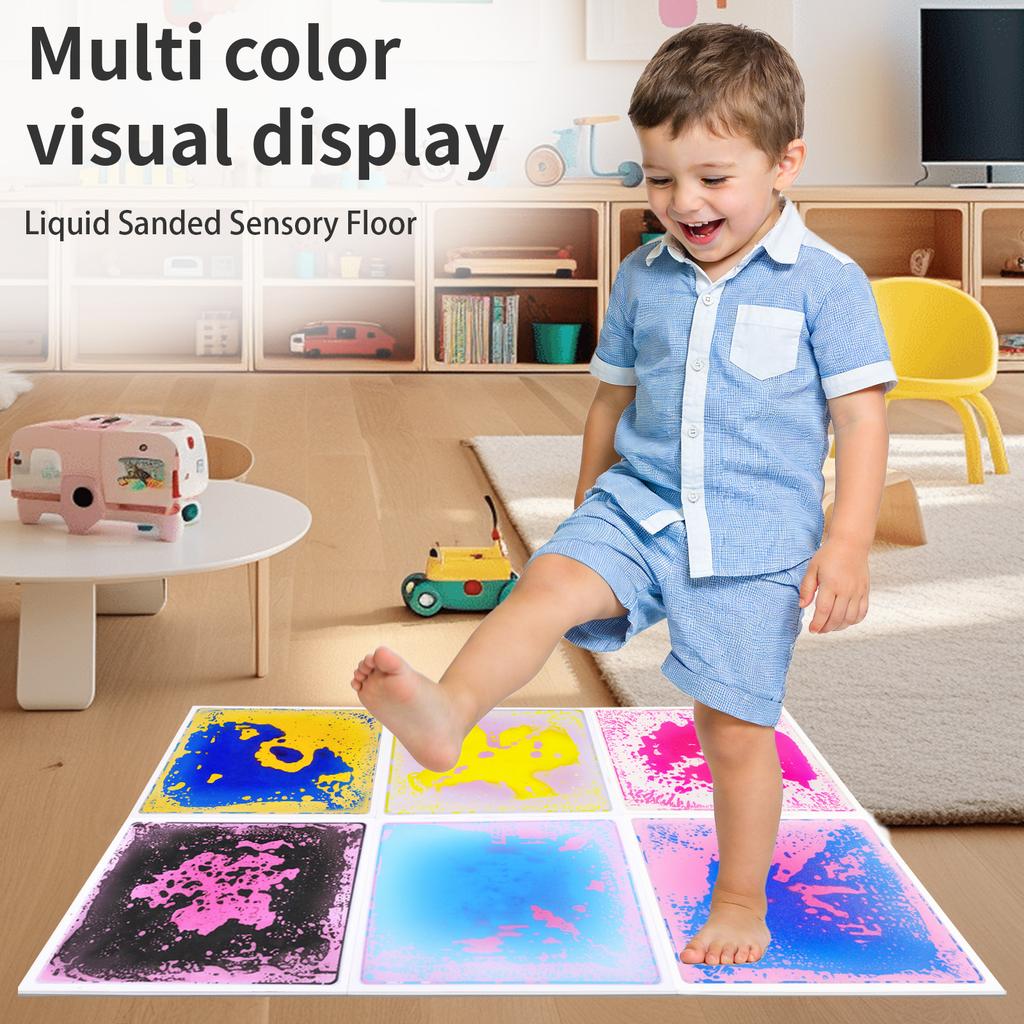 Alfombrillas Sensoriales de Piso Líquido Coloridas para Juego Seguro Alfombra para Gatear Desarrollo Sensorial Táctil Juguete para Bebés Niños