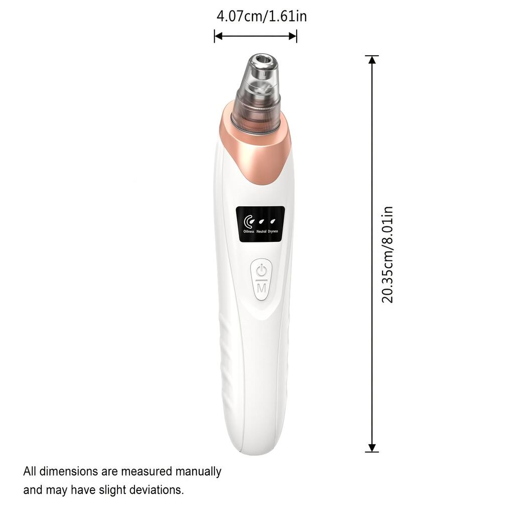 Blackhead remover pore vacuum cleaner  Facial pore cleaner  5Suction power and5A suction head USB Rechargeable Electric Blackhead Remover Set  White
