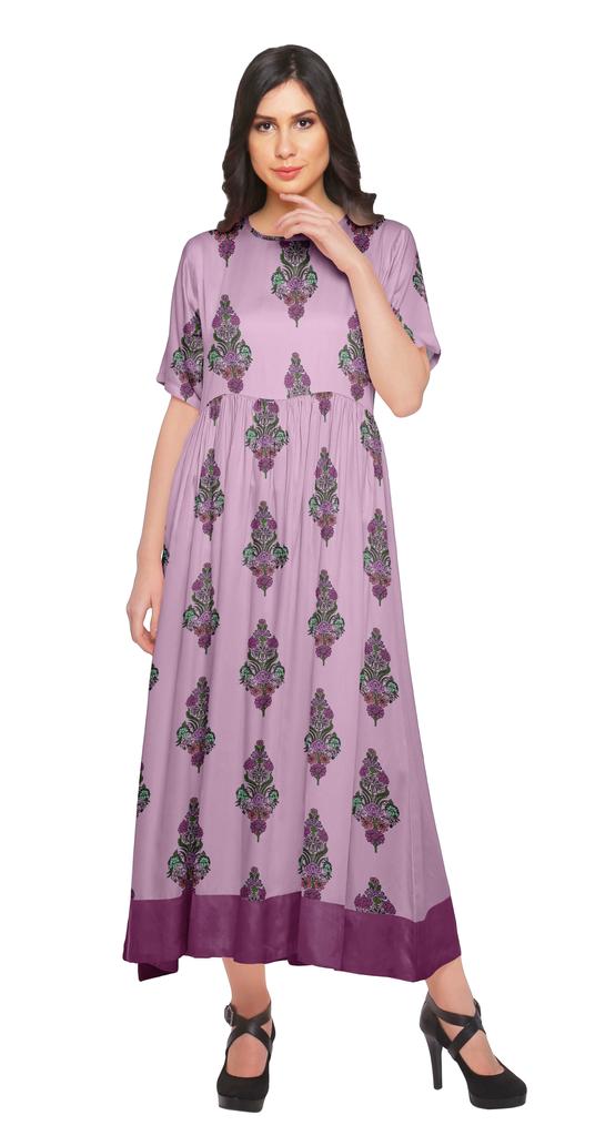 Moomaya Impresos Kurti Codo Manga T Nica Vestidos De Verano De La Mujer