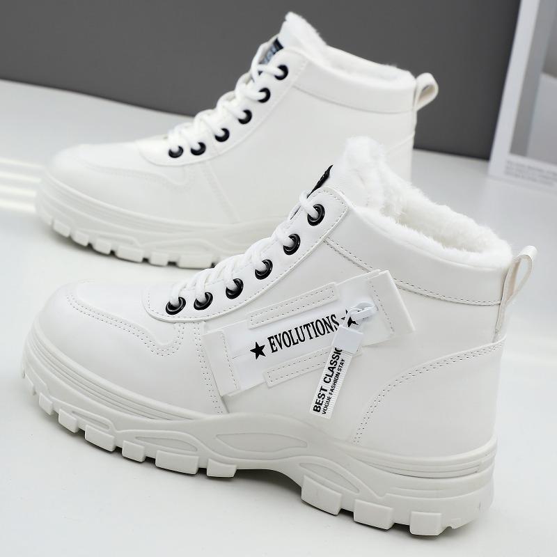 Damen Winter Fleece gefütterte Knöchel Martin Stiefel, Schnürung Dicke Weiche Sohle Mode Stiefel