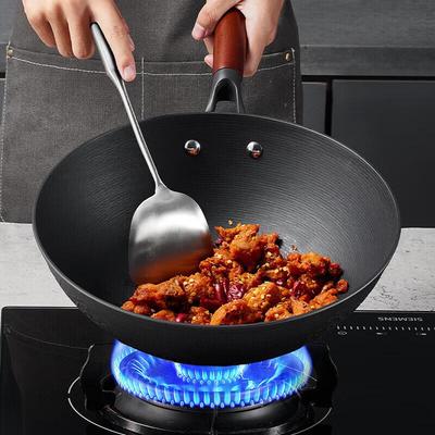 Chuidahuang 30cm Nitrided Cast Iron Flat-Bottom Wok