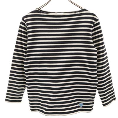 Made In France Border Pattern Long Sleeve Boat Neck Basque Shirt Women Used