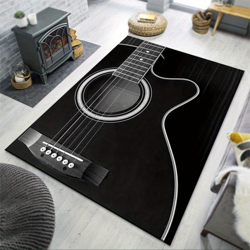 1pc Guitar Design Area Rug Crystal Velvet, Soft & Non-Slip Polyester Mat for Living Room, Bedroom, Study, Game Room