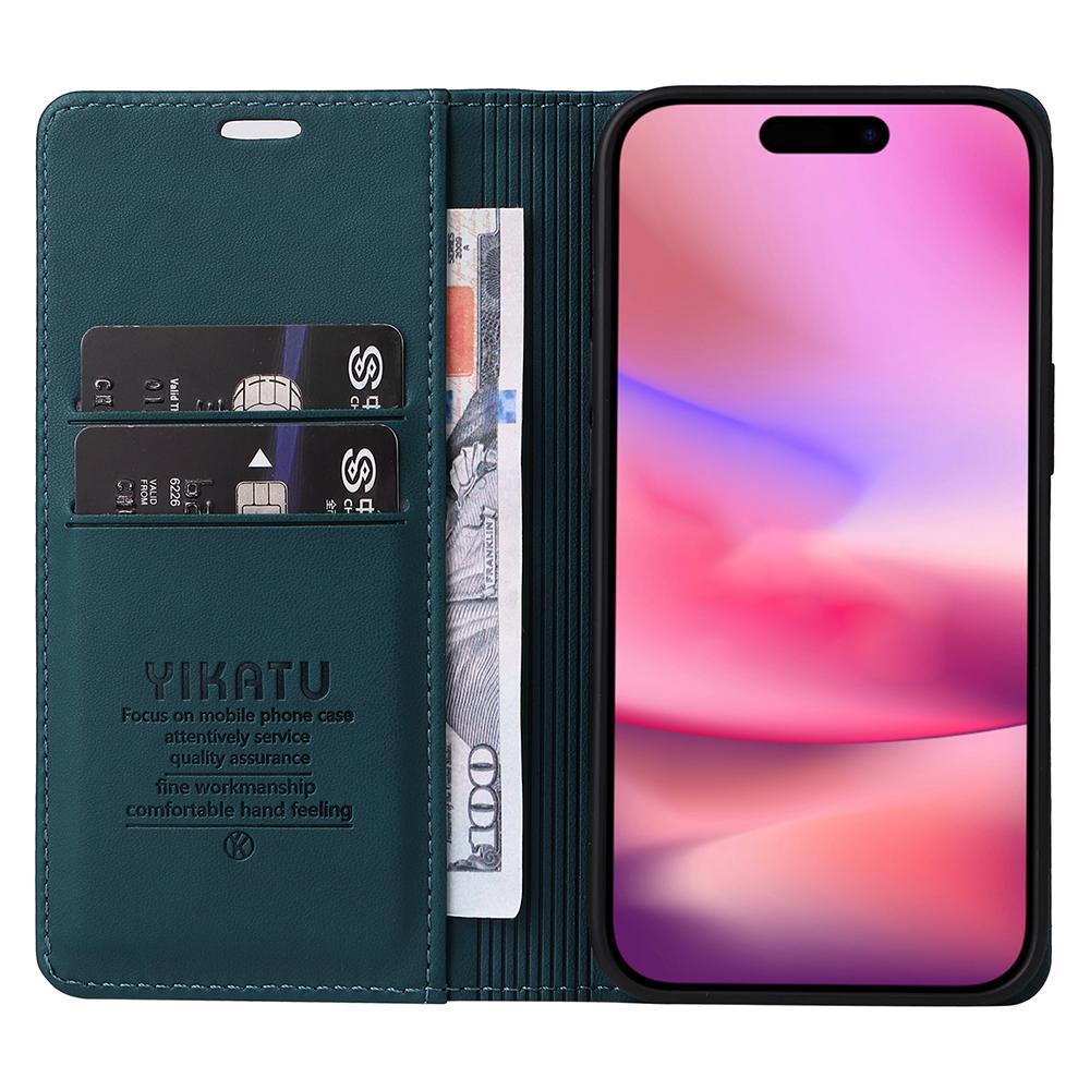 YIKATU YK-001 For iPhone 16 Case PU Leather Stand Wallet Protective Phone Cover
