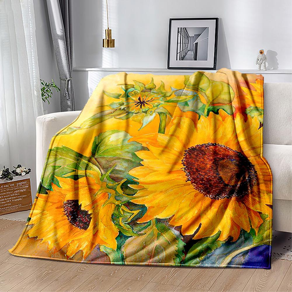 1pc Sunflower Field Bloom blanket Soft and Warm for Sofa Office Camping Travel Livingroom Great Gift for Friends and Family Comfortable All Seasons
