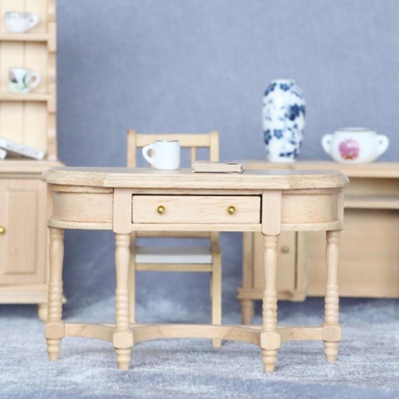 1/12 Miniature Dollhouses Table with Openable Drawer for Realistic Scene Display Decors and Children Imaginative Play