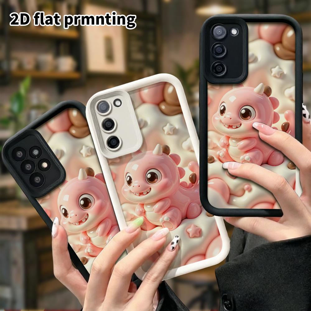 Phone case: 2D flat design suitable for Samsung Galaxy A34 A35 M05 M06 S20 S22 S21 FE Plus 5G protective case, pink little dinosaur, perfect Christmas
