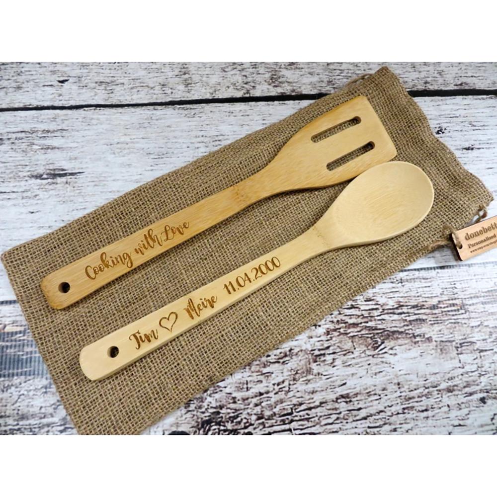Personalized Wooden Spoon Spatula Housewarming Gift Kitchen Utensils Christmas Birthday Wedding Bridal Shower Baking Supplies