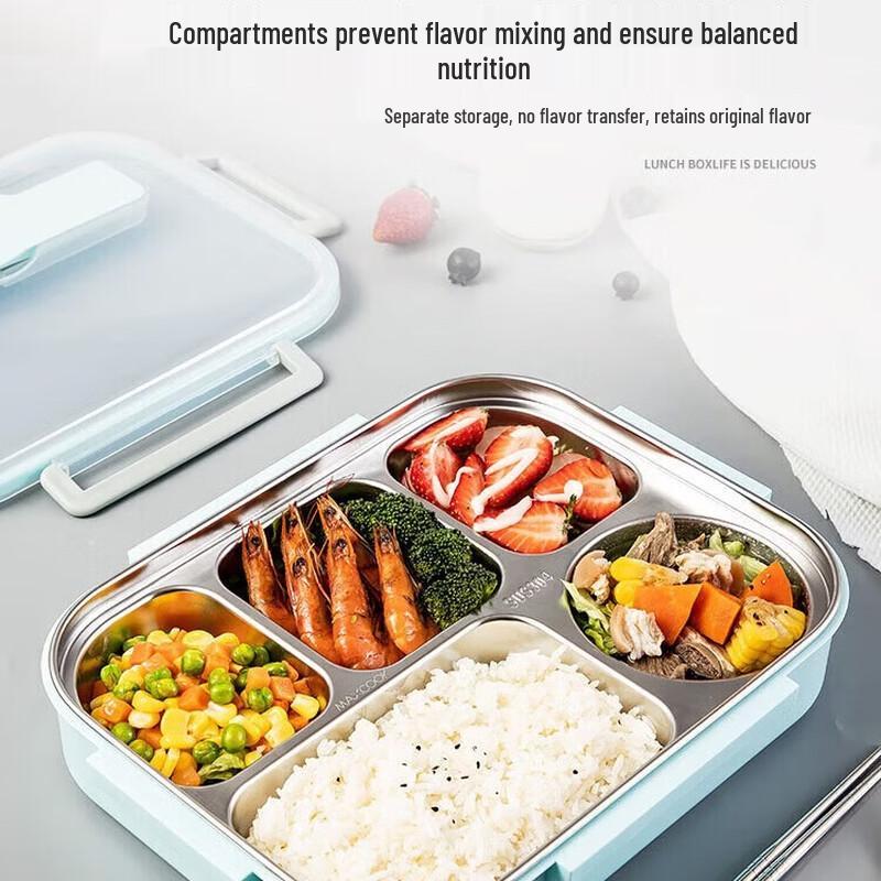 

Meichu Simple Style 304 Stainless Steel 5-Compartment Lunch Box