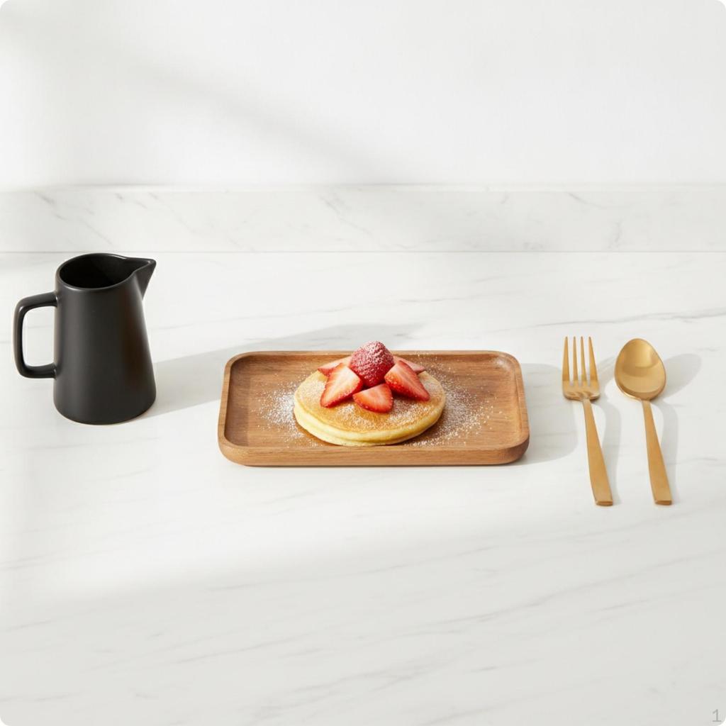 Acacia Wood Serving Tray Smooth Rounded Corners Food Platter Square