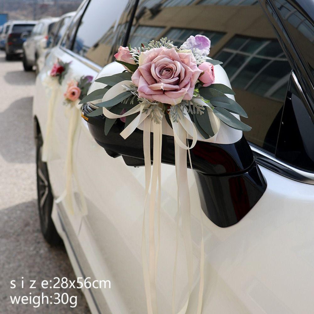 Creative Romantic Wedding Car Floral Ribbon Bridal Wedding Bow Decoration Flower Wedding Aisle Decorations Ceremony Party Decor
