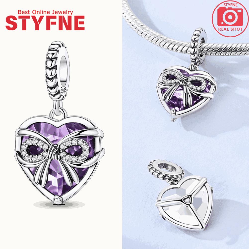 S925 Silver Heart Charms Beads for Bracelet DIY Forever Love Mother Family Sister Gift Women Jewelry