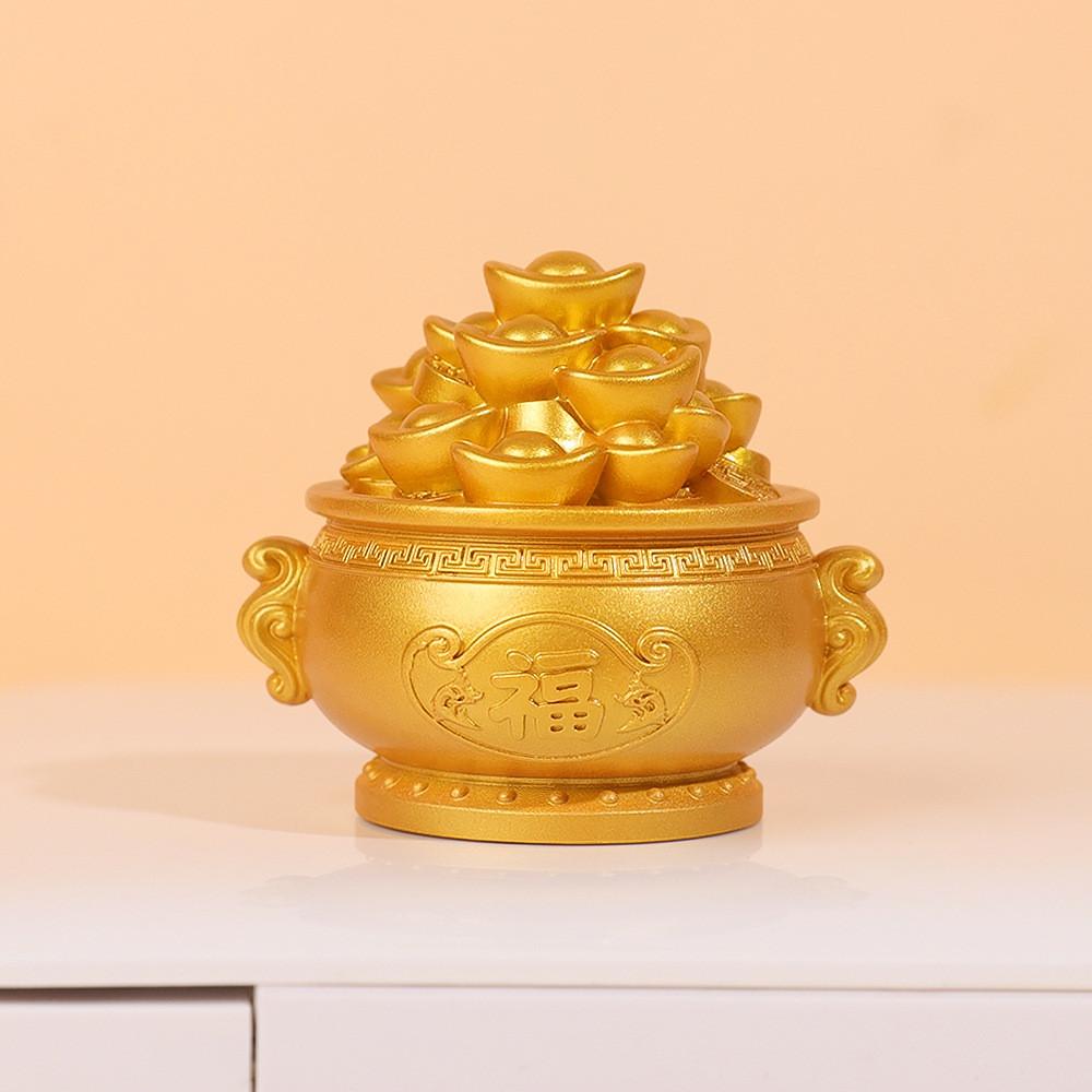 Style Resin Fortune Basin With Prosperity Coins For Office Or Home Decor Gift