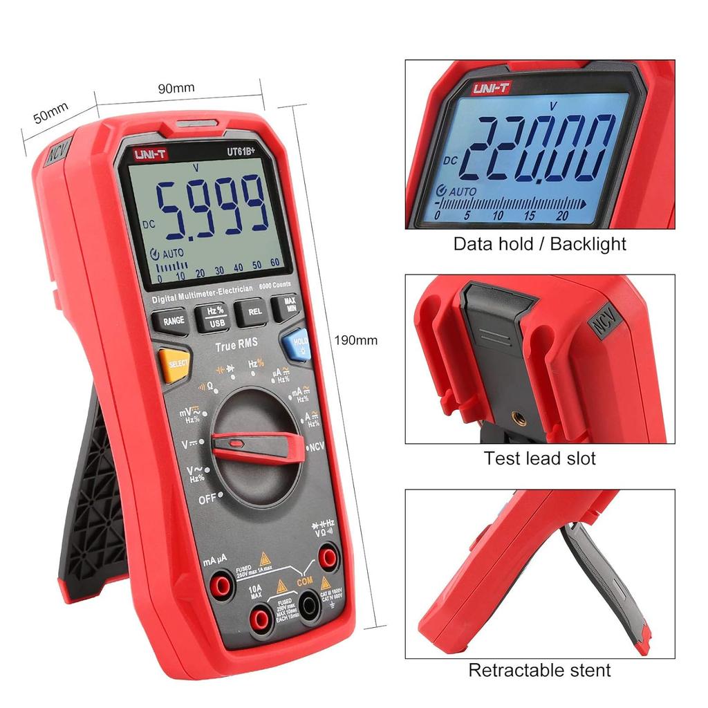 UT61B+ Digital Multimeter True RMS AC/DC Voltage Current Resistance Capacitance Tester